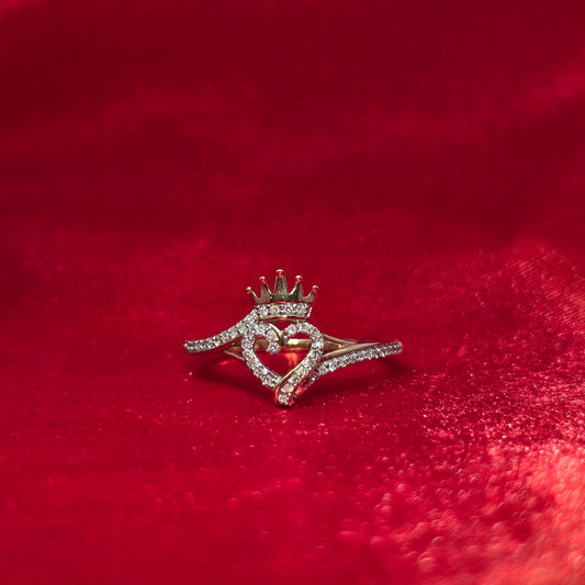 Heart Crown Ring 0.12 ctw Diamond 10K Yellow Gold