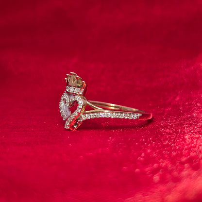 Heart Crown Ring 0.12 ctw Diamond 10K Yellow Gold