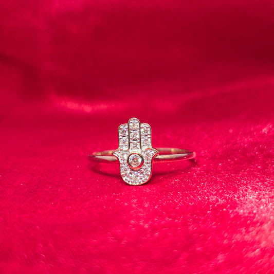 Hamsa Ring 0.13 ctw Diamond 10K Yellow Gold