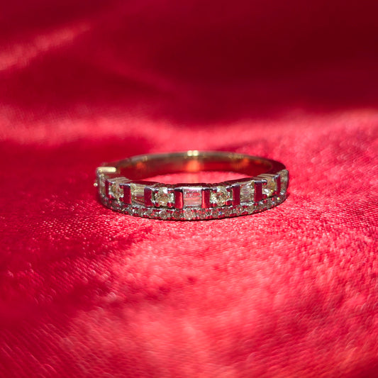 Baguette & Round Band Ring 0.75 ctw Diamond 10K Yellow Gold