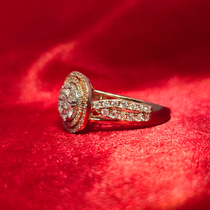 Cluster Ring 0.98 ctw Diamond 10K Yellow Gold