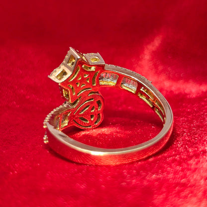 10k Yellow Gold Diamond Star & Heart Crossover Ring 0.75 ctw