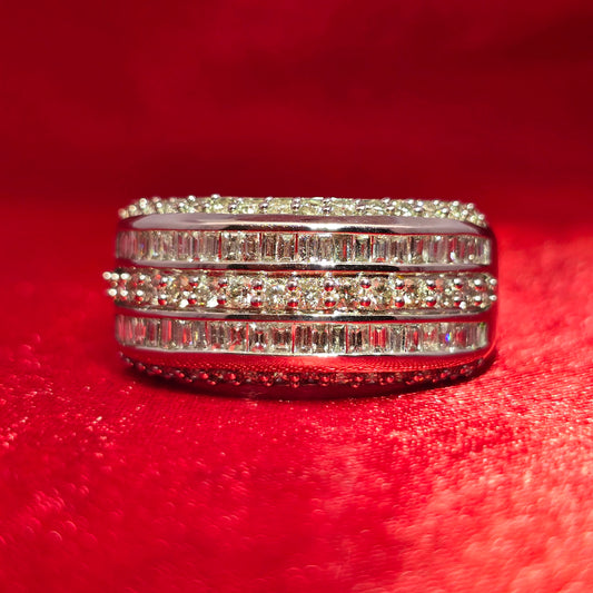 Five-Row Wedding Band Ring 1.52 ctw Diamond 10K White Gold