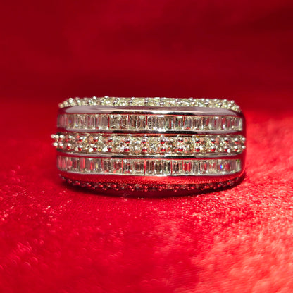 Five-Row Wedding Band Ring 1.52 ctw Diamond 10K White Gold