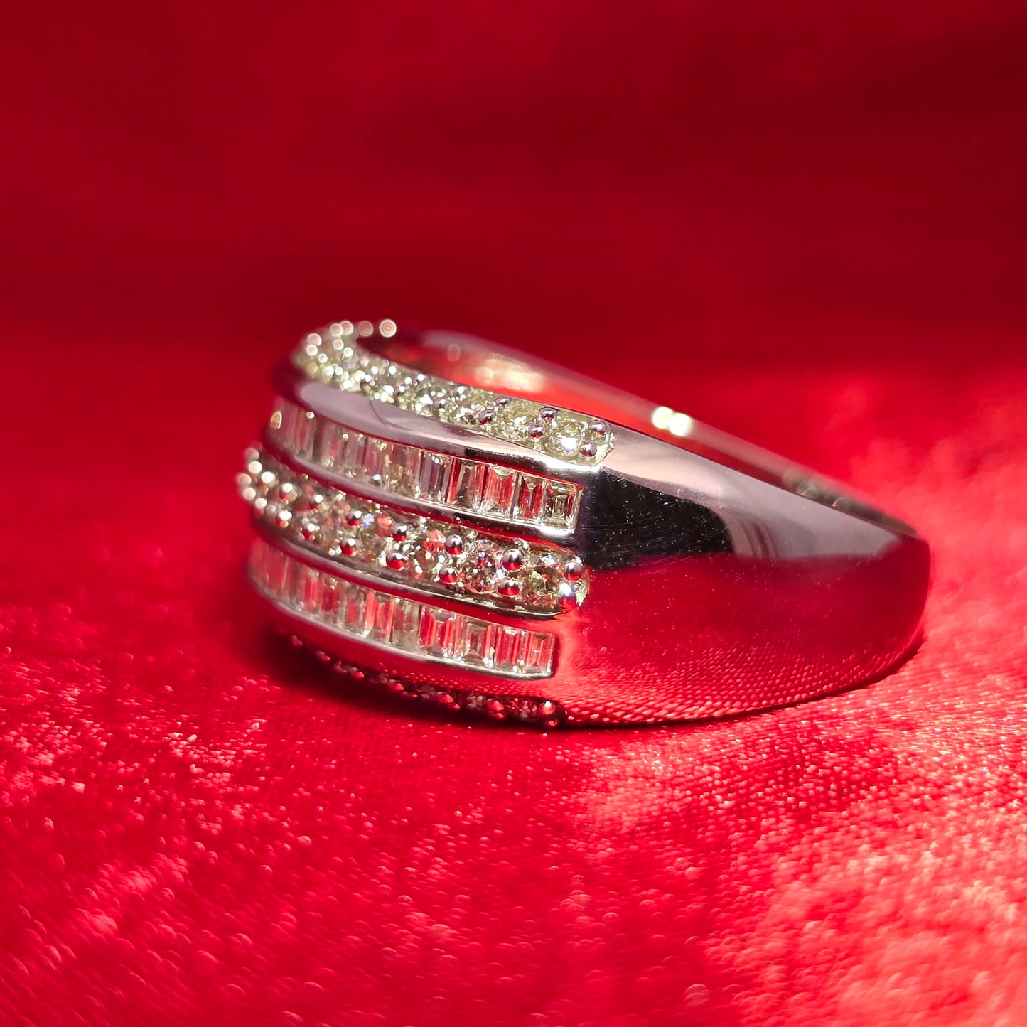 Five-Row Wedding Band Ring 1.52 ctw Diamond 10K White Gold