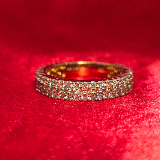 3 Row Band Ring 2.12 ctw Diamond 10K Yellow Gold