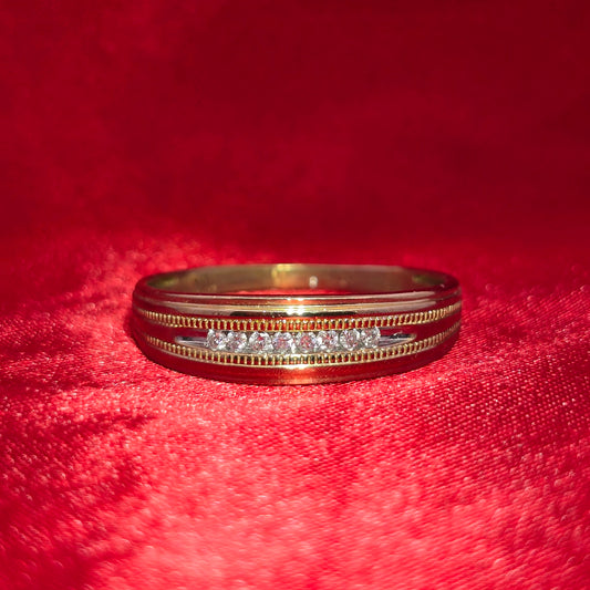 Diamond Round Cut Band Ring 10K Yellow Gold