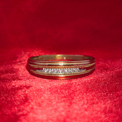 Diamond Round Cut Band Ring 10K Yellow Gold
