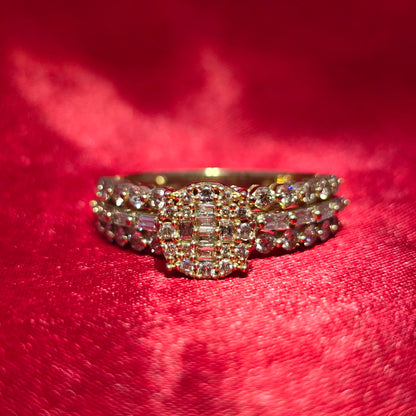 Round and Baguette Engagement Ring 2.00 ctw Diamond 10K Yellow Gold