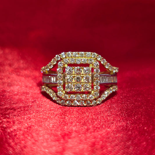 Princess Cut Ring 1.20 ctw Diamond 14K Yellow Gold