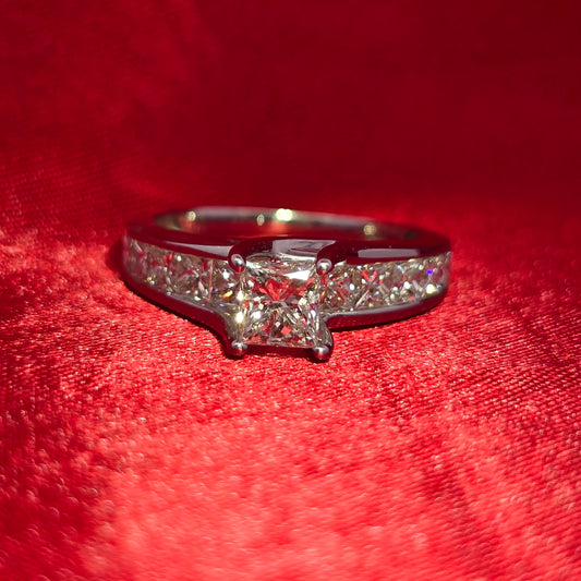 Engagement Ring 1.47 ctw Diamond 14K White Gold