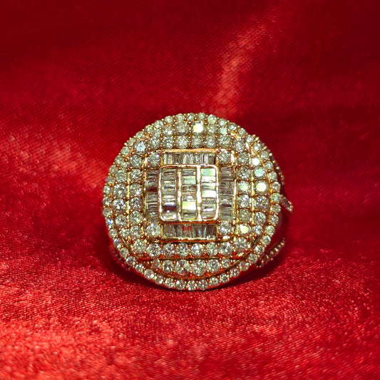 Iced Out Baguette Ring 2.75 ctw Diamond 14K Rose Gold