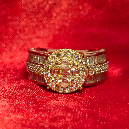 Cluster Halo Setting Ring Diamond 3.75 ctw 10K Yellow Gold