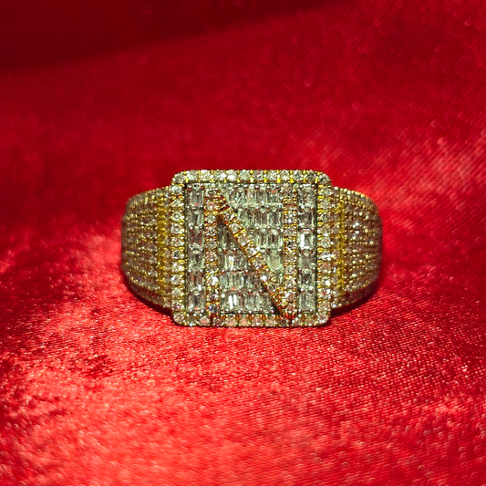 "N" Initial Ring Diamond 0.81 ctw 10K Yellow Gold