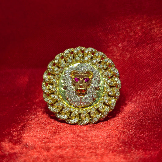 Lion Head Ring Diamond 1.50 ctw 10K Yellow Gold