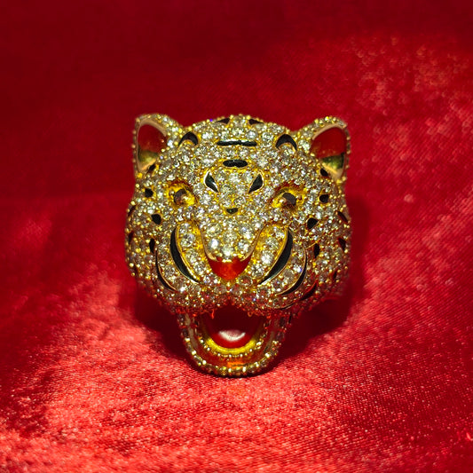 Lion Head Ring Diamond 5.01 ctw 10K Yellow Gold
