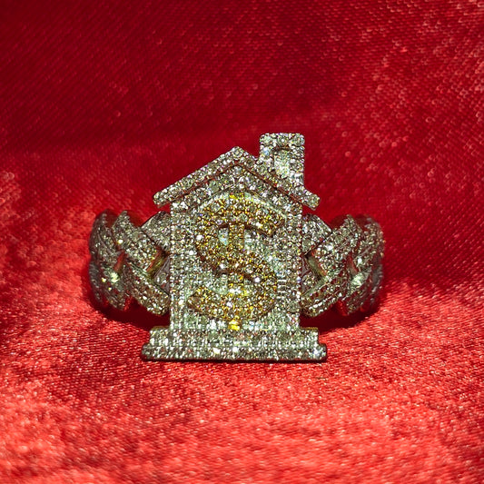 Money Trap House Ring Diamond 0.63 ctw 10K Yellow Gold