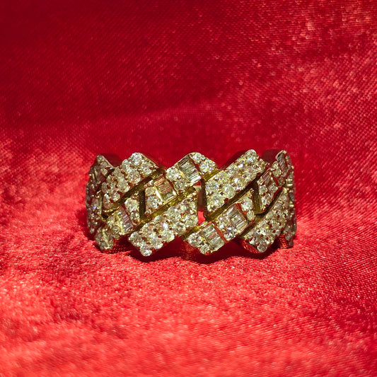 Cuban Link Ring Diamond 2.50 ctw 10K Yellow Gold
