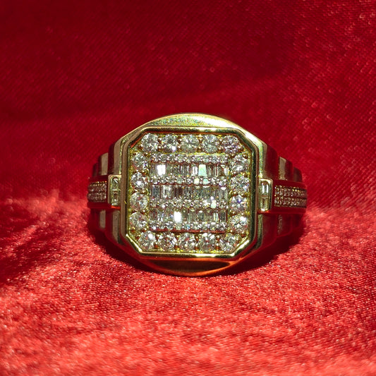 Round & Baguette Ring Diamond 1.00 ctw 10K Yellow Gold