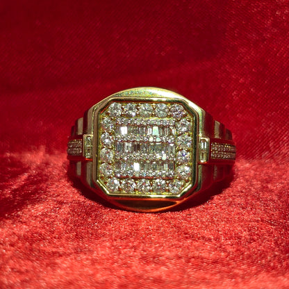Round & Baguette Ring Diamond 1.00 ctw 10K Yellow Gold