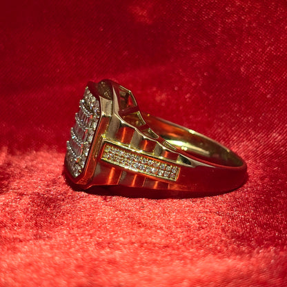 Round & Baguette Ring Diamond 1.00 ctw 10K Yellow Gold