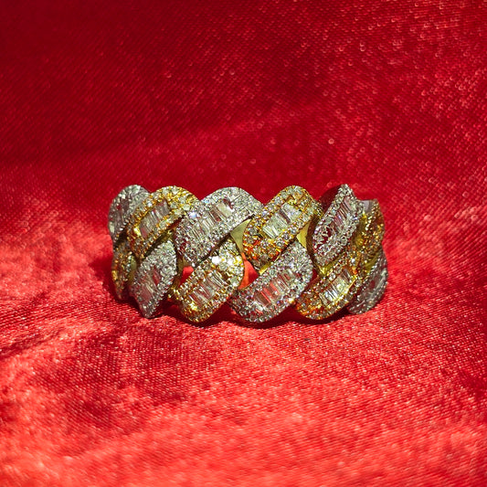 Cuban Link Ring Diamond 0.99 ctw 10K Yellow Gold