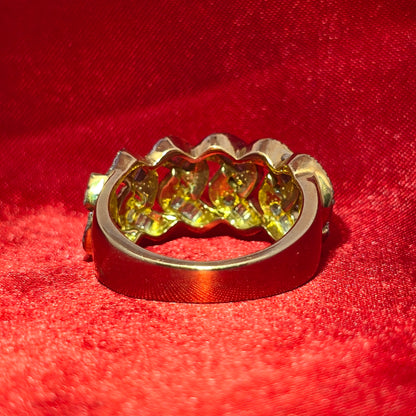 Cuban Link Ring Diamond 0.99 ctw 10K Yellow Gold