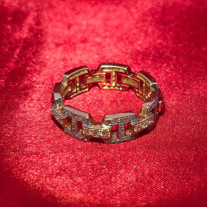 Pave Link Ring 1.50 ctw Diamond 10K Yellow Gold