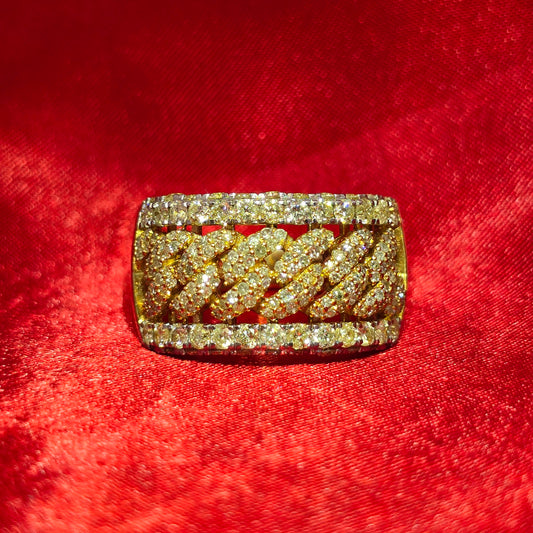 Cuban Link Ring 5.50 ctw Diamond 10K Yellow Gold