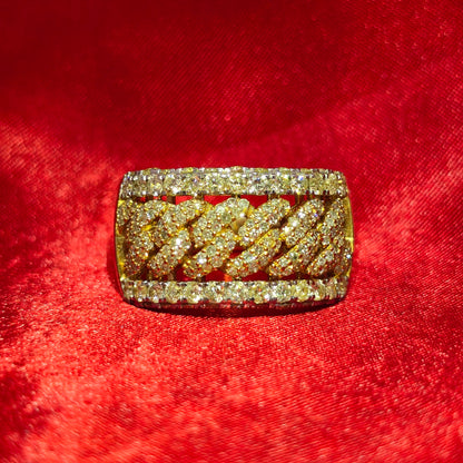 Cuban Link Ring 5.50 ctw Diamond 10K Yellow Gold