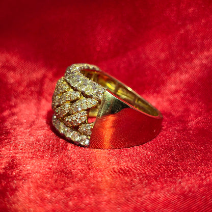 Cuban Link Ring 5.50 ctw Diamond 10K Yellow Gold