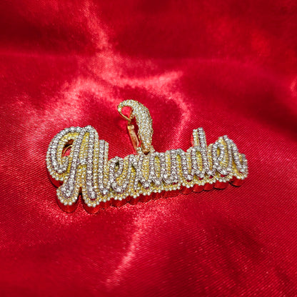 10K Gold Custom Name Pendant With Natural Diamonds 3.70CTW APX Gold Chain Included