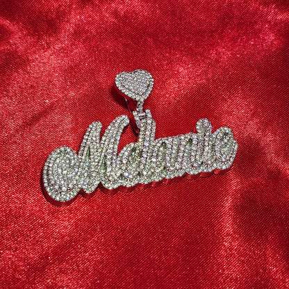 10K White Gold Custom Name Pendant With Natural Diamond 3.21 CTW APX White Gold Chain