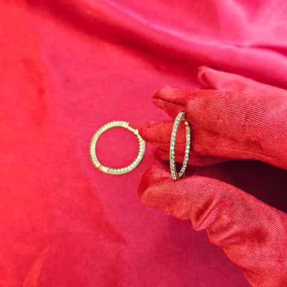 Diamond Hoop Earrings 1.02 ctw 10K Yellow Gold