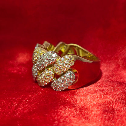 10K Yellow Gold Diamond Cuban Link Ring | 2.60 CTW Iced-Out Band