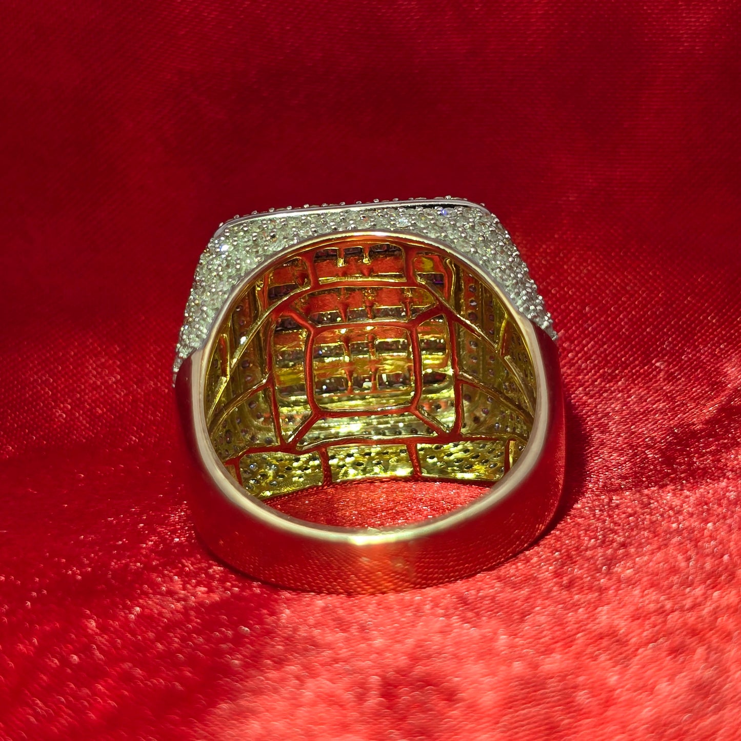 Men’s Diamond Baguette Ring 3.29 CTW | 10K Yellow Gold Square Iced-Out Pinky Ring
