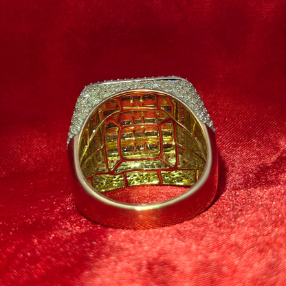 Men’s Diamond Baguette Ring 3.29 CTW | 10K Yellow Gold Square Iced-Out Pinky Ring