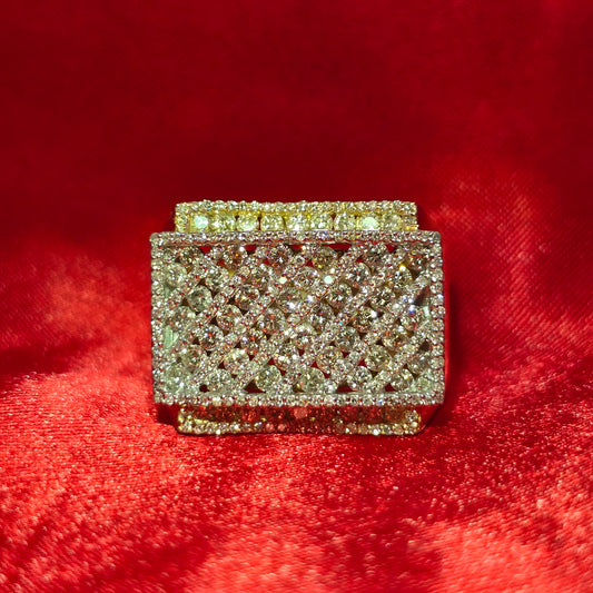 Men’s Rectangle Cluster Pinky Ring 2.00 CTW | 10K Yellow Gold Diamond Iced-Out Ring