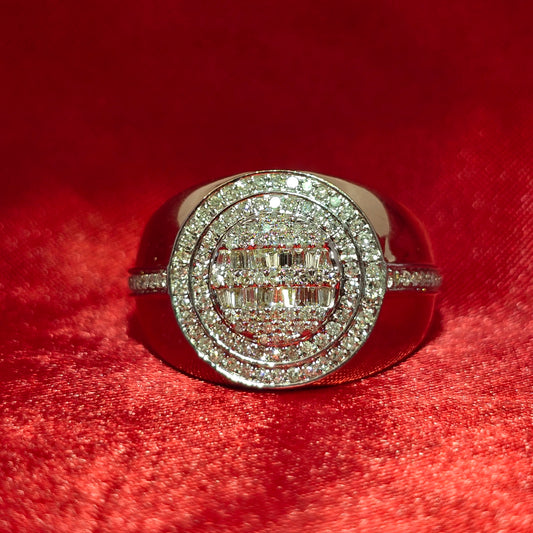 Men’s Diamond Round Baguette Pinky Ring 0.73 CTW | 10K Yellow Gold Iced-Out Design