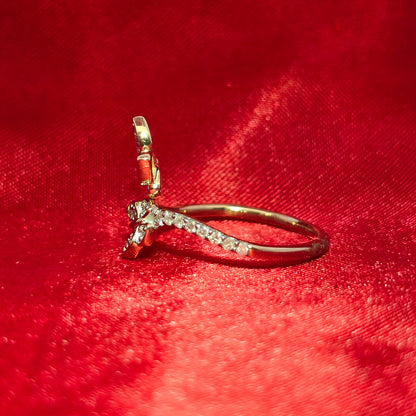 Diamond Double Butterfly Ring 0.28 CTW | 10K Yellow Gold Nature-Inspired Design