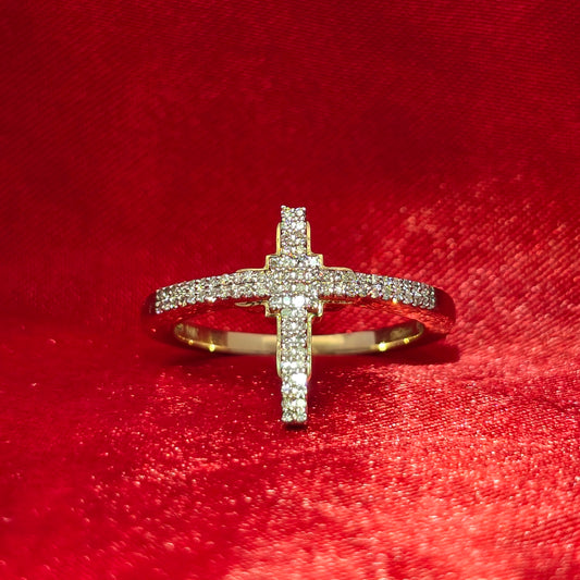 Diamond Cross Ring 0.16 ctw 10K Yellow Gold