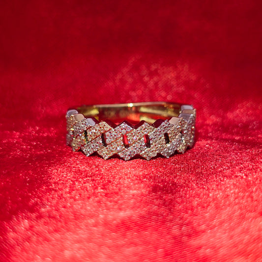 Diamond Cuban Link Ring 0.50 ctw 10K Yellow Gold