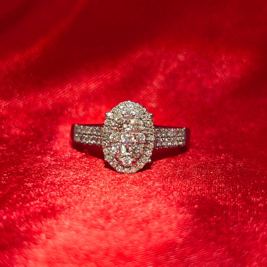 Diamond Oval Shaped Ring 0.60 ctw 14K White Gold