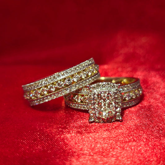 Diamond Wedding Set Ring 1.32 ctw 10K Yellow Gold