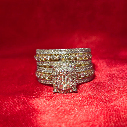 Diamond Wedding Set Ring 1.32 ctw 10K Yellow Gold