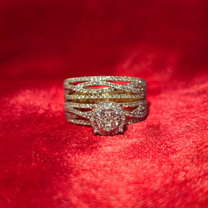 Diamond Wedding Trio Set Ring 1.89 ctw 14K Yellow Gold