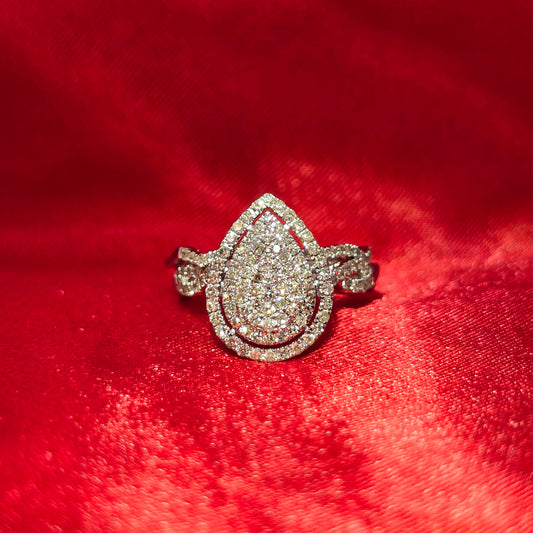 Diamond Pear Drop Ring 0.73 ctw 10K White Gold