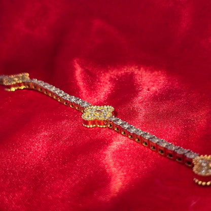 Women's Diamond Clover Tennis Bracelet 2.40 ctw 10K Yellow Gold