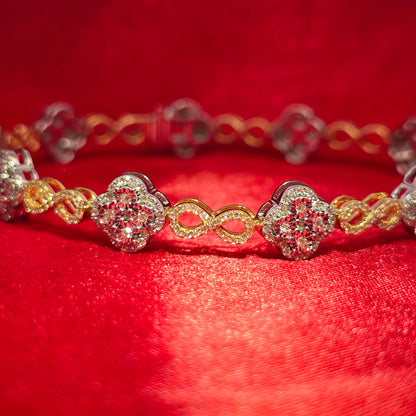 Women's Elegant Infinity Clover Bracelet 1.29 ctw Diamond 10K Yellow Gold