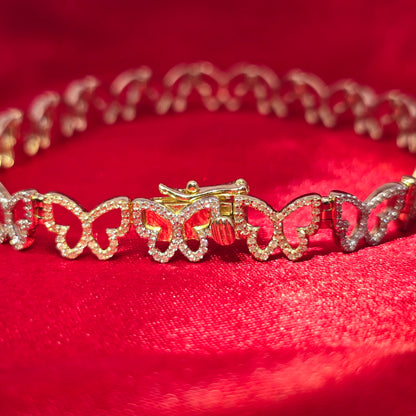 Women's Elegant Butterfly Bracelet 1.25 ctw Diamond 10K Yellow and White Gold
